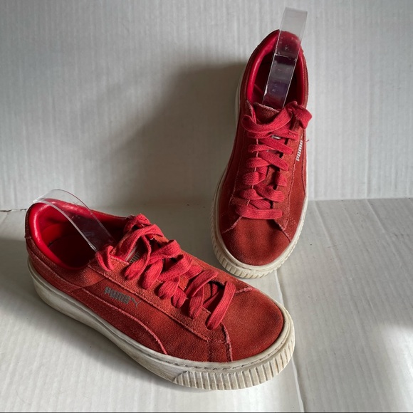 Puma Suede Platform Sneaker Red Size 6 - Picture 2 of 7